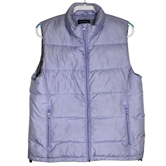 Lands End Down Puffer Vest Womens M 10-12 Purple Zip Pockets Gorpcore Outdoor - Picture 1 of 16